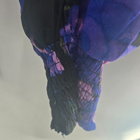 Cupcakes and Cashmere Black Purple Floral V-Neck Long Sleeved Large - Picture 7 of 11